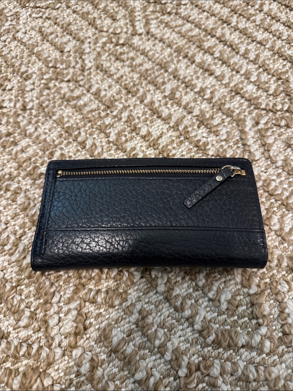 kate spade Black Pebbled Leather Continental Wallet with Gold Logo - Picture 2 of 3